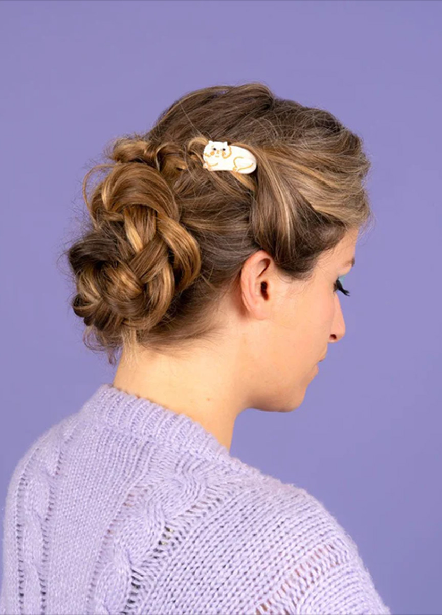 白色波斯貓小髮夾